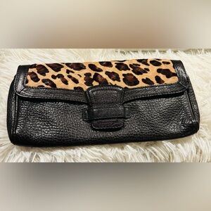 Banana Republic Leopard Print and Brown Leather Women's Clutch
